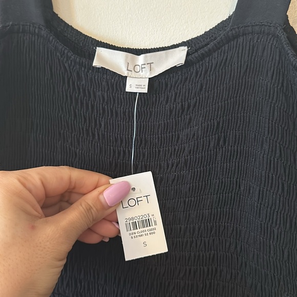 LOFT Smocked Tiered Black Maxi Dress - S - Picture 10 of 10